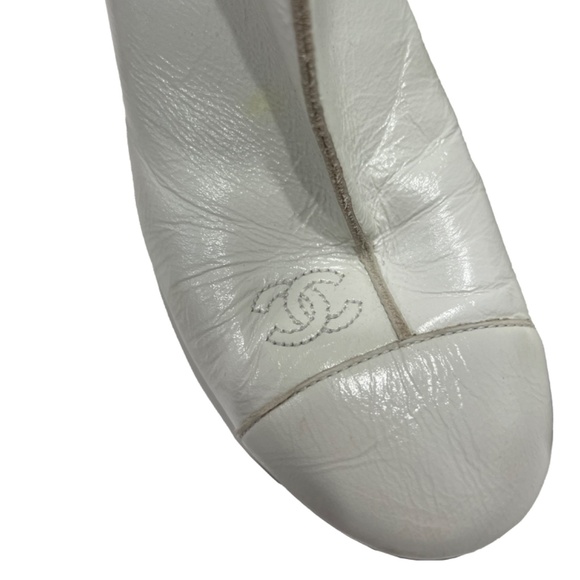 CHANEL 2020C White Leather CC Heeled Block Sock Boot sz 6/36 - Picture 6 of 16